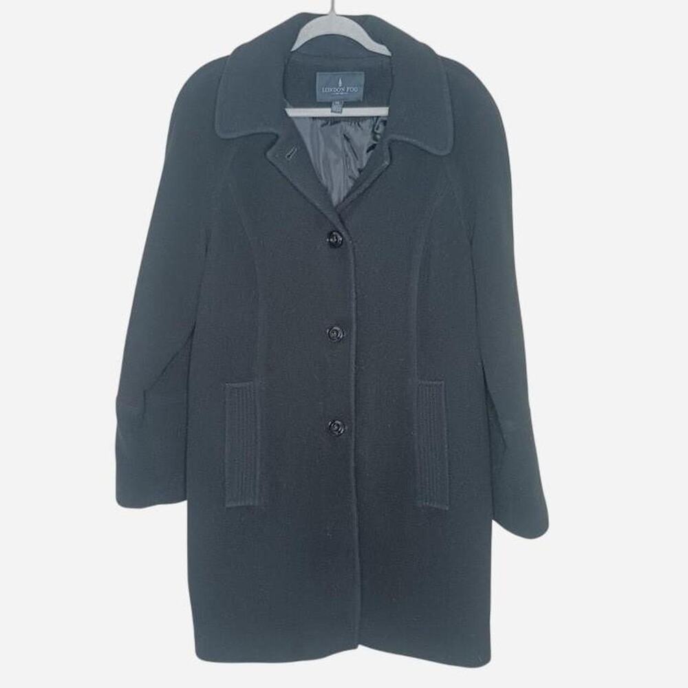 London Fog Black Wool Blend Pea Coat Men's Size XL